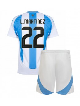 Billige Argentina Lautaro Martinez #22 Hjemmedraktsett Barn Copa America 2024 Kortermet (+ Korte bukser)